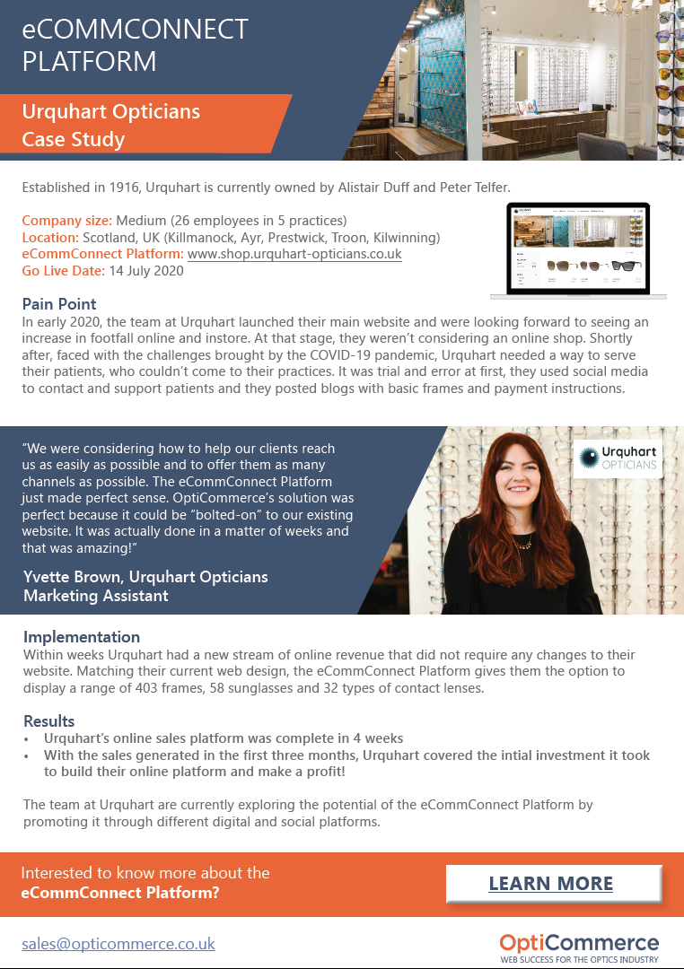 Urquhart Opticians Case Study Screenshot Urquhart Opticians Case Study Screenshot